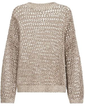 Brunello Cucinelli Dazzling Chiné Net Jumper - Natural