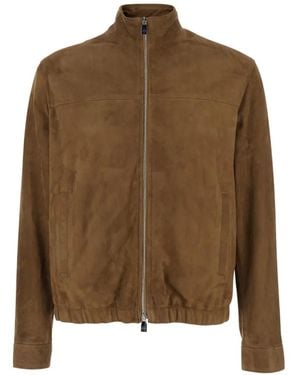 Jacob Cohen Zip-Up Suede Jacket - Brown