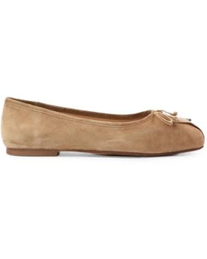 Notabene Bow-Detail Square-Toe Ballet Flats - White