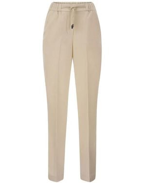 Peserico Drawstring-Waist Tapered Trousers - Natural