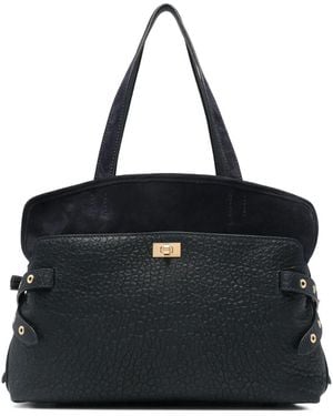 Anya Hindmarch Grained-Leather Eyelet-Detail Tote Bag - Black