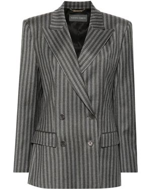 Alberta Ferretti Flannel Double-Breasted Blazer - Black