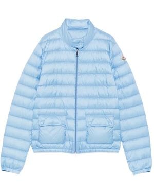 Moncler Quilted Logo-Patch Jacket - Blue