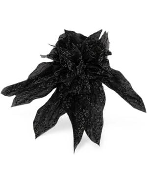 Alberta Ferretti Floral-Motif Silk Brooch - Black