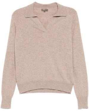 N.Peal Cashmere ロングスリーブ ポロシャツ - ナチュラル