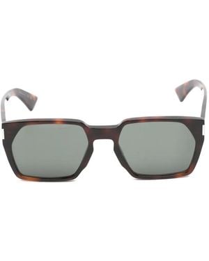 Saint Laurent Tortoiseshell-Effect Geometric-Frame Sunglasses - Grey