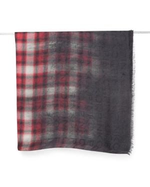 Pinko Check-Pattern Frayed Scarf - Purple