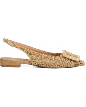 Bibi Lou Buckle-Detail Slingback Ballet Flats - Natural