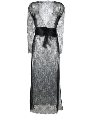 Maison Close Rendez-Vous Floral-Lace Wrap Dress - Grey