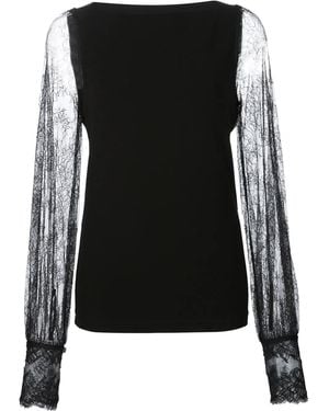 Plein Sud Sheer Lace Sleeve Blouse - Black