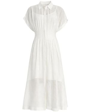 BOSS Pleated Shirt Midi Dress - White