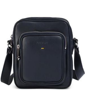 Doucal's Leather Messenger Bag - Blue