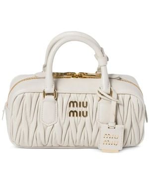 Miu Miu Arcadie Matelassé Nappa Leather Bag - White