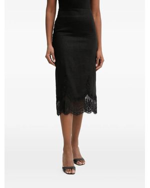 Twinset Lace-Trim Scalloped-Hem Skirt - Black
