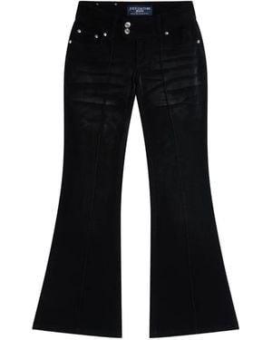Juicy Couture Velour-Denim Flared Jeans - Black