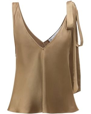 JW Anderson Silk Tie-Detail Top - Brown