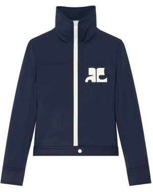 Courreges Logo-Patch Zip-Up Jacket - Blue