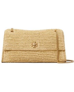 Tory Burch Kira Geweven Mini-Schoudertas Met Draaislot - Naturel