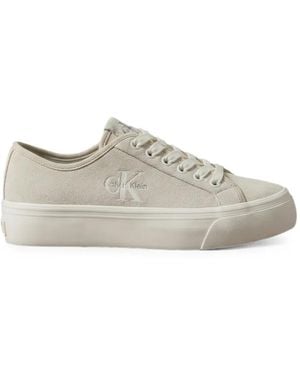 Calvin Klein Logo-Embroidered Low-Top Sneakers - White
