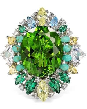 Anabela Chan 18K And Rhodium Vermeil Poseidon Multi-Stone Ring - Green