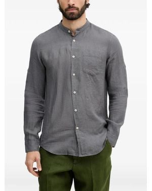 Benetton Mandarin-Collar Pocket Shirt - Grey