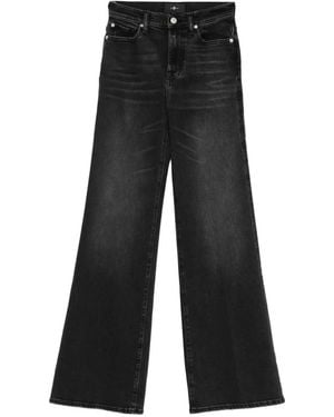 7 For All Mankind Moder Dojo Flared Denim Jeans - Black