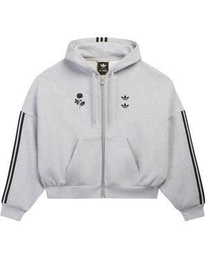 adidas X Willy Chavarria Logo-Print Zip-Up Hoodie - Gray