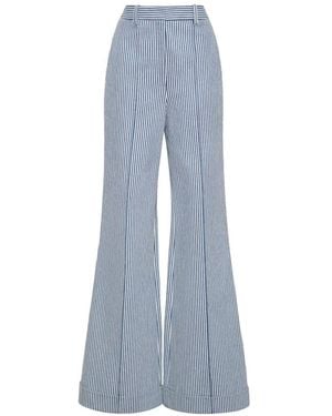 Adam Lippes Deeda Striped Cotton Trousers - Blue