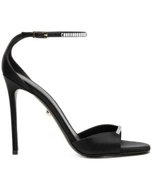 ALEVI Ninel Xtal Crystal-Embellished Silk Sandals - Black