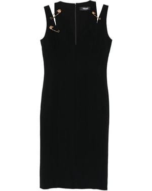 Versace Safety-pin detail midi dress - Negro