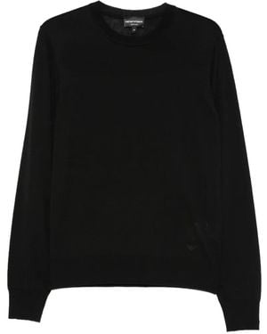 Emporio Armani Crew-Neck Virgin-Wool Jumper - Black