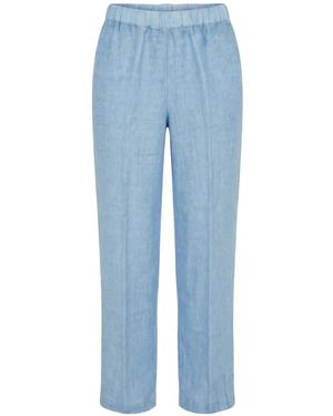 120% Lino Elasticated Linen Pants - Blue