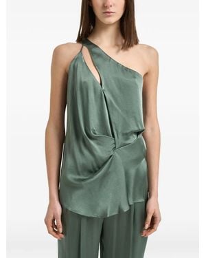 Semicouture Cut-Out One-Shoulder Top - Green