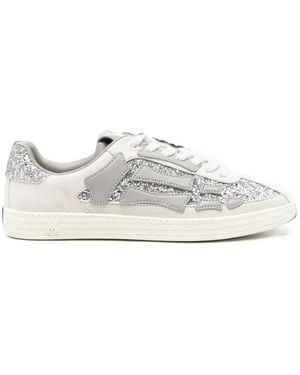 Amiri Pacific Bones Glitter-Embellished Sneakers - White