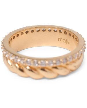 Maje Crystal-Embellished Twisted-Band Ring - Metallic