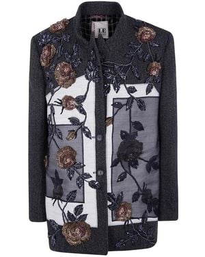 Antonio Marras Blazer A Spina Di Pesce Con Decorazione Floreale - Blu