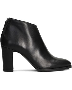 Julie Dee Zip-Detail Block-Heel Ankle Boots - Black