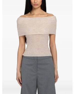 Samsøe & Samsøe Sahera Off-The-Shoulder Foldover Top - Grey