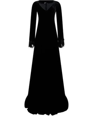 Alberta Ferretti Lace-Trim Gown - Black