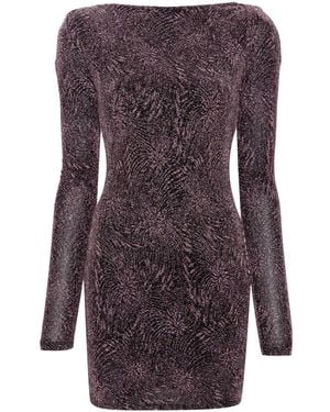 Patrizia Pepe Logo-Charm Mini Dress - Purple