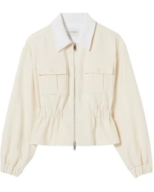Claudie Pierlot Contrast-Collar Zip-Up Jacket - White