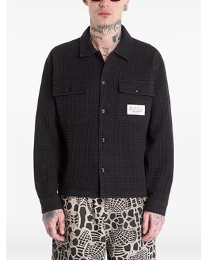 Brain Dead Button-Up Waffle-Knit Shirt - Black