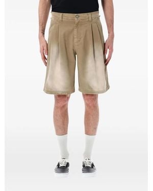 ERL Pleated Faded-Effect Shorts - Natural