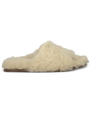 Red(V) Open-Toe Shearling Sandals - White