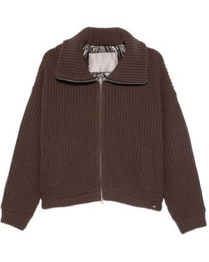 Herno Cardigan Nervurée À Fermeture Zippée - Marron