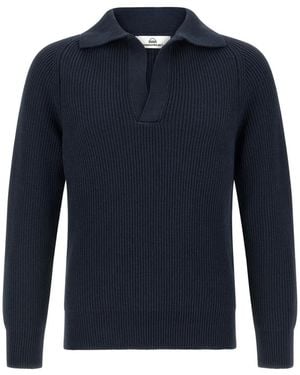 Riviera Ribbed Polo Collar Jumper - Blue