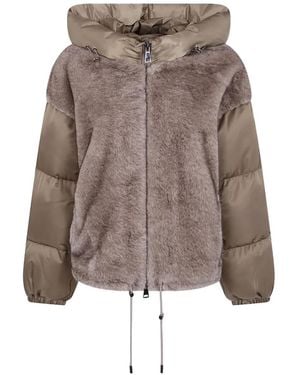 Betta Corradi Textured-Panel Hooded Jacket - Brown