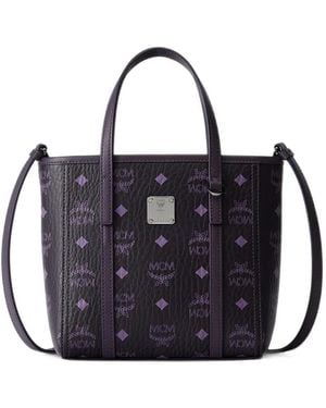 MCM Borsa Tote Visetos Mini - Blu