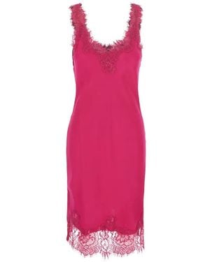 Gold Hawk Megan Midikleid Aus Seide Mit Spitzenbesatz - Pink