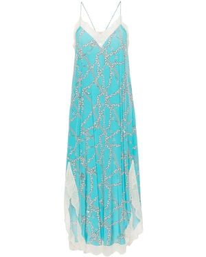 Zadig & Voltaire Ristyl Chain Silk Slip Dress - Blue